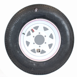 15" White Spoke Wheel and Bias Tire ST22575R15D with a 6-5.5" Bolt Circle - 128697WT33B-PM