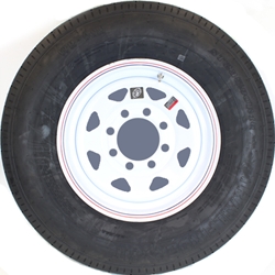 16" White Spoke and Radial Tire ST23580R16E with an 8-6.5" Bolt Circle - 128701WT52-PM