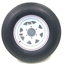 15" White Spoke Wheel and Radial Tire ST22575R15D with a 6-5.5" Bolt Circle - 128697WT33R-PM